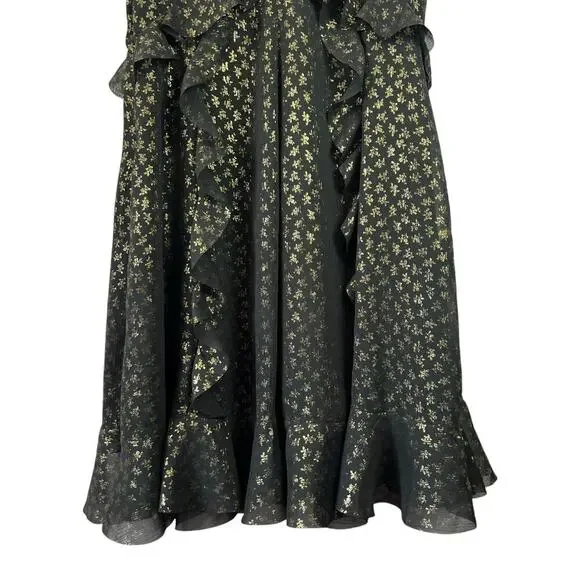 All Saints Derrell Black & Gold Ruffle Dress - Picture 7 of 15